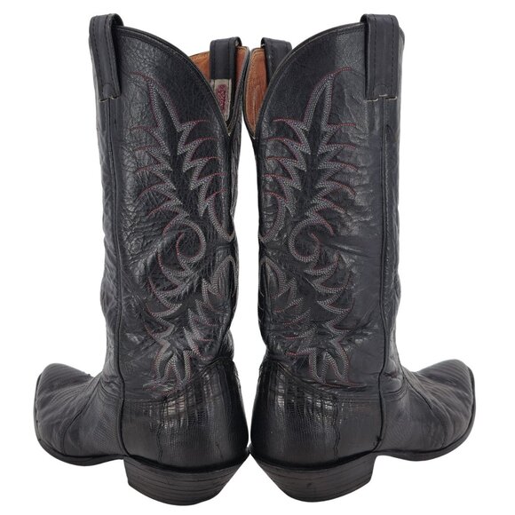 Vintage Nocona Exotic Black Teju Lizard Cowboy Boots Mens 10D Western Reptile - Picture 3 of 15